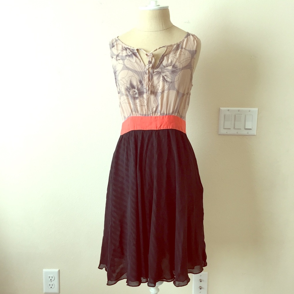 Anthropologie Maeve 100% Silk Colorblock Dress